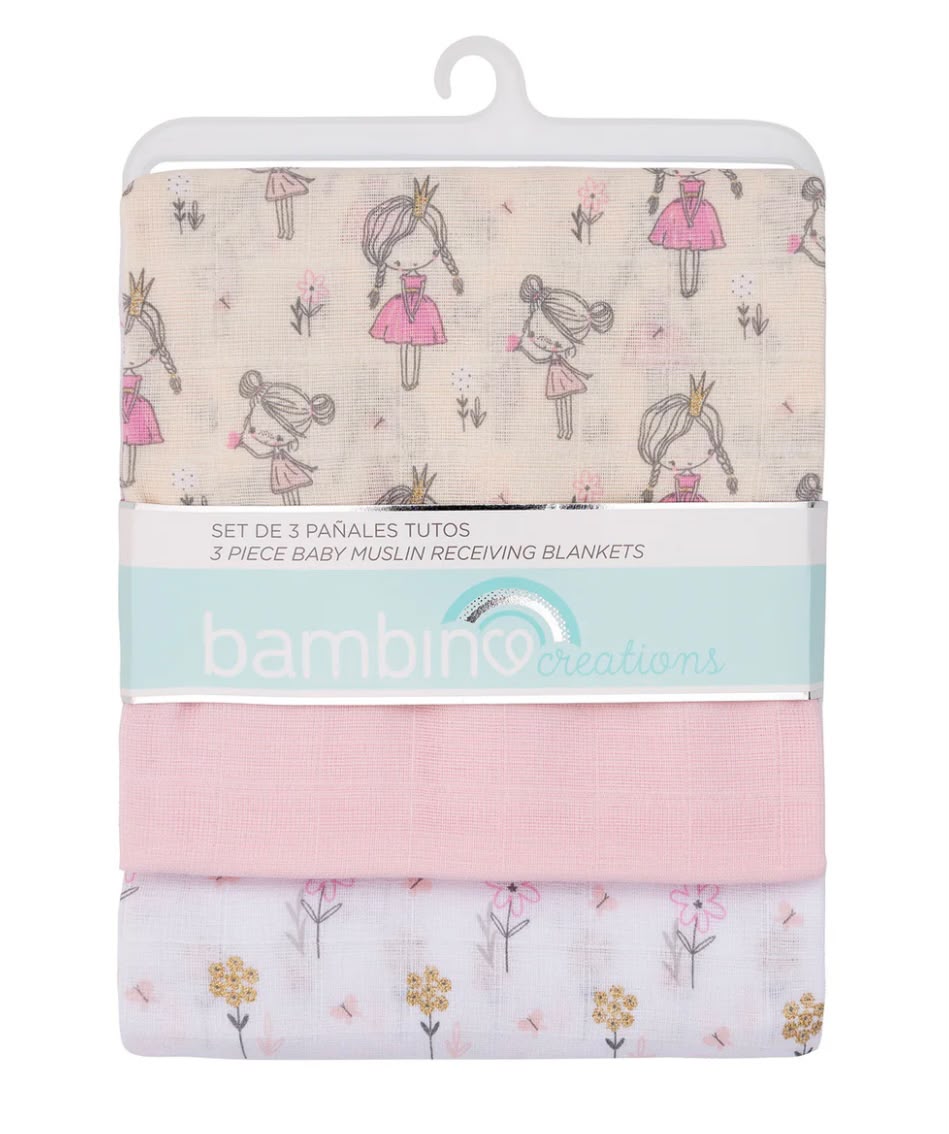 Set de 3 Pañales Tutos de Gasa / Muselina – Princesas