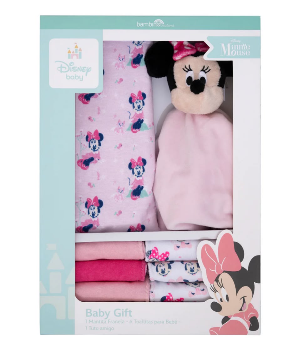 Set de Regalo Disney Baby – Minnie Mouse (Mantita + Tuto Peluche + 6 Toallitas)