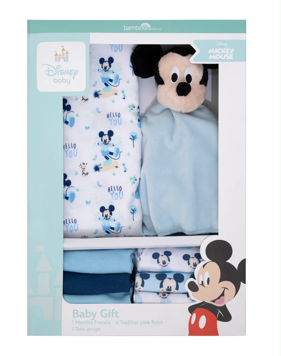 Set de Regalo Disney Baby – Mickey Mouse (Mantita + Tuto Peluche + 6 Toallitas)