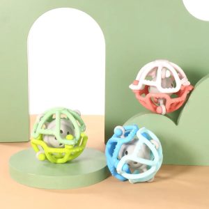 Pelota Mordedor y Sonajero Sensorial de Silicona (0+ Meses)