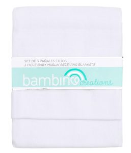 Set de 3 Pañales Tutos de Gasa / Muselina – Blanco Clásico (Bambino Creations)