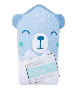 Toalla de Baño con Capucha 100% Algodón – Osito Azul