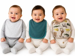 Tripack Baberos de Algodón con Reverso de Toalla – Safari & Rayas