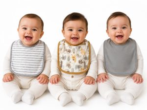 Tripack Baberos de Algodón con Reverso de Toalla – Safari Neutro & Gris