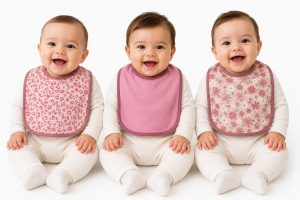 Tripack Baberos de Algodón con Reverso de Toalla – Flores & Leopardo Rosa