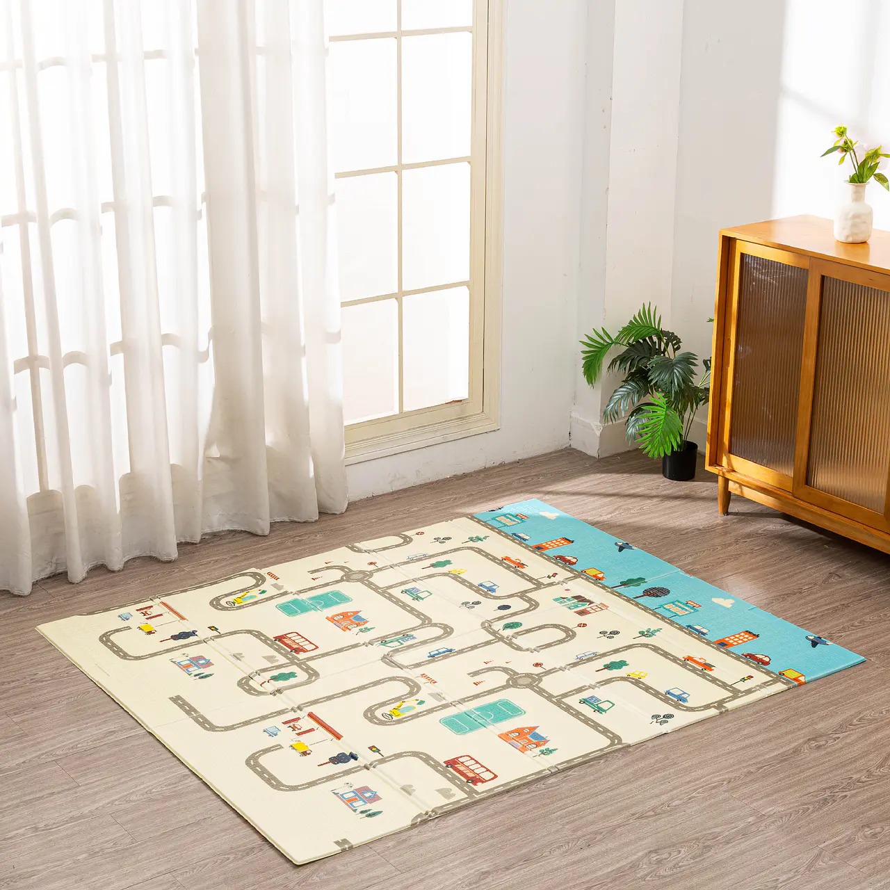 Alfombra Antigolpes Plegable Reversible para Bebé (150 x 180 cm) – Diseños Ilustrados