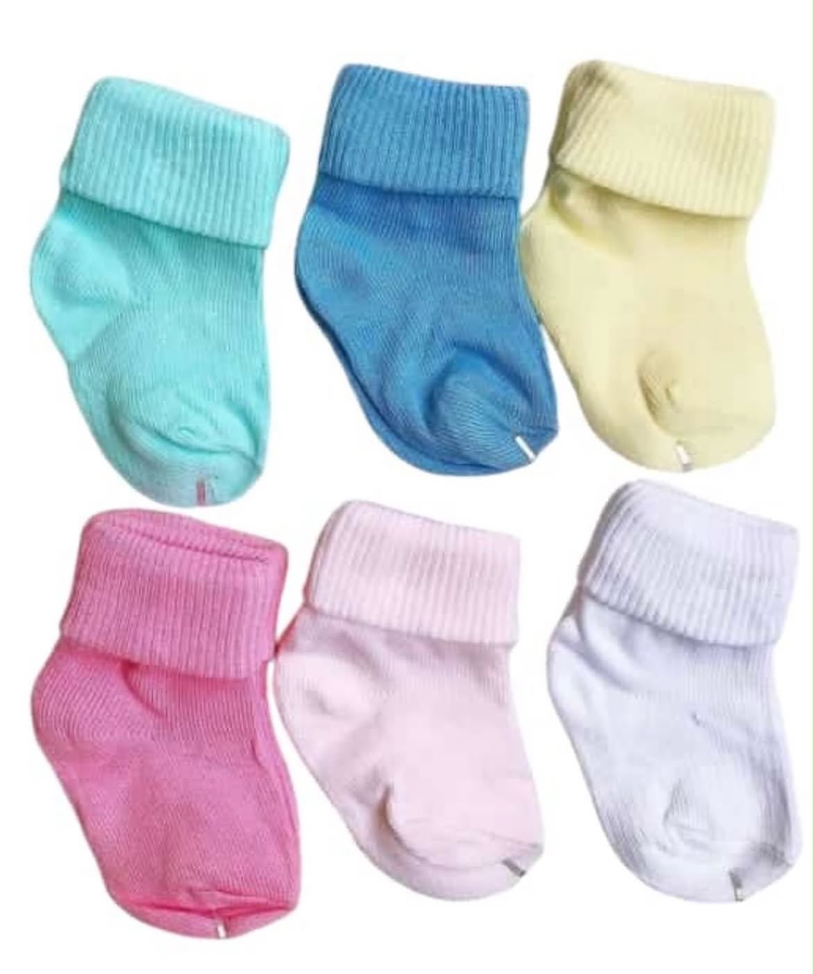 Calcetines de Hilo 100% Algodón para Recién Nacido y Bebé  (0 a 3 Meses)