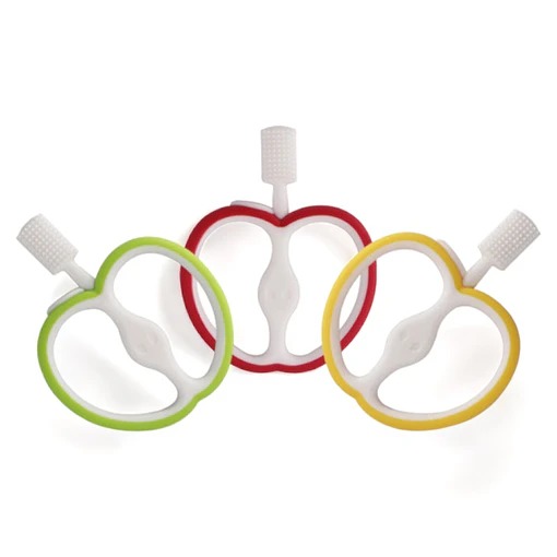 Cepillo de Dientes Entrenador y Mordedor de Silicona – Diseño Manzana (3+ Meses)