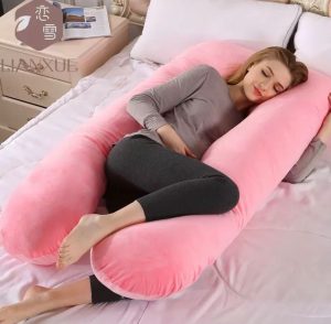 Cojín de Embarazo y Lactancia Corporal en Forma de U – Rosa Pastel