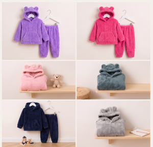 Conjunto Térmico Infantil 2 Piezas Teddy Fleece (Polerón con Capucha + Pantalón)