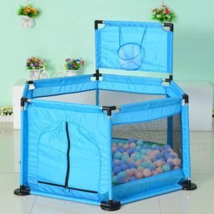 Corral Hexagonal de Juegos para Bebé con Aro de Básquetbol + 30 Pelotas