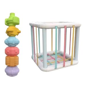 Cubo Didáctico Sensorial de Encaje Montessori con Bandas Elásticas (11 cm)