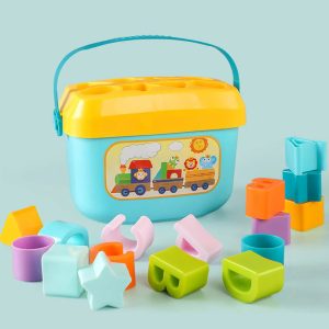 Juego de Encaje Didáctico – Balde Contenedor con Formas y Letras (12+ Meses)