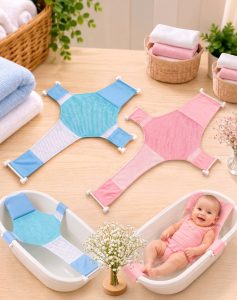 Malla Soporte Ergonómica para Bañera de Bebé con Ganchos Ajustables (0 a 12 Meses)