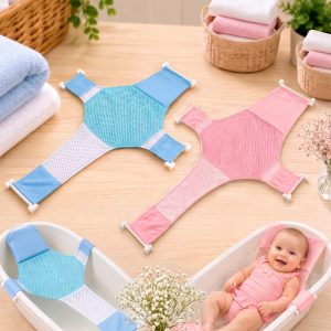 Malla Soporte Ergonómica para Bañera de Bebé con Ganchos Ajustables (0 a 12 Meses)