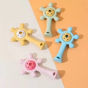 Mordedor Sonajero Sensorial de Silicona Multitexturas – Libre de BPA (3+ Meses)