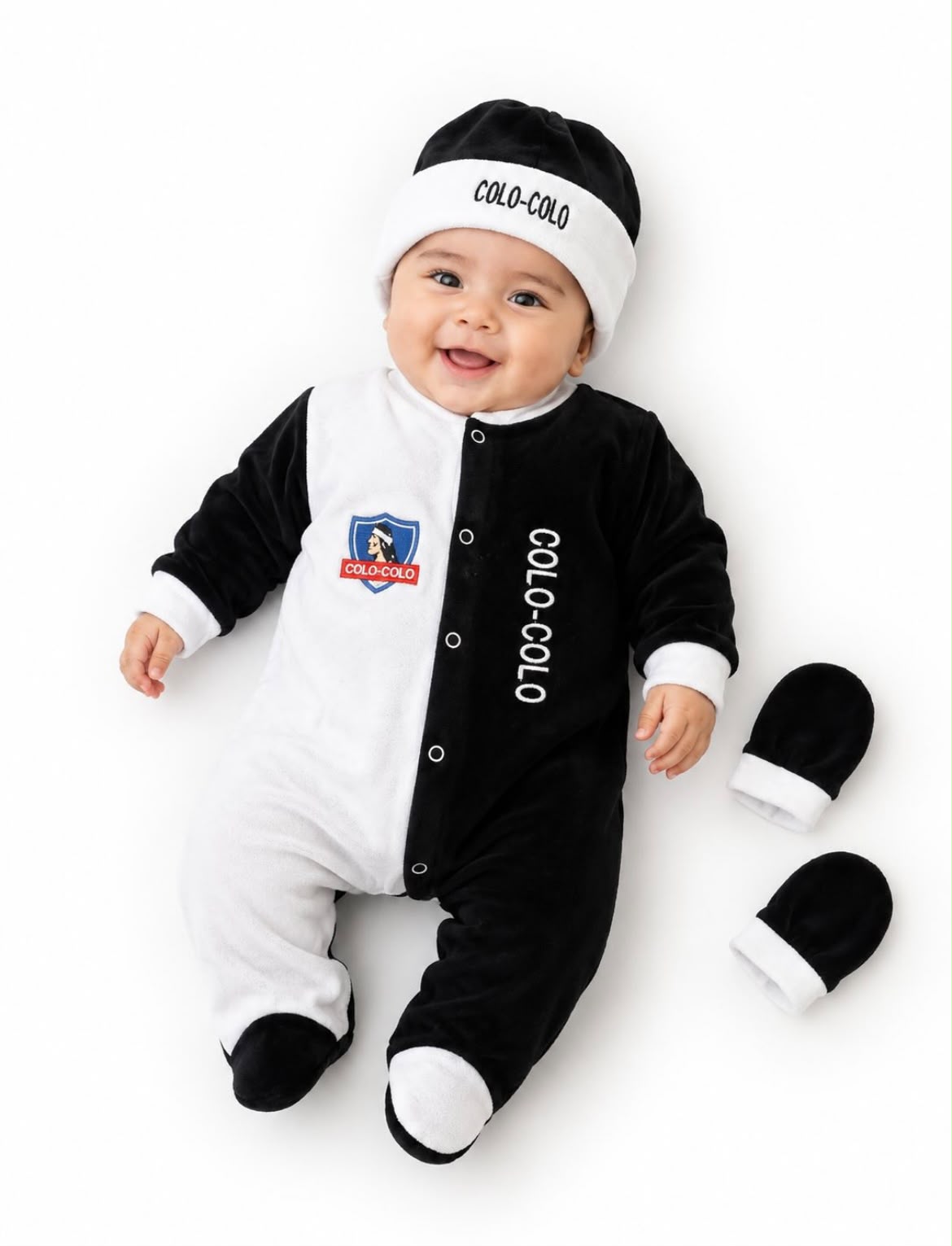 Set Bebé 3 Piezas Plush Colo-Colo (Osito + Gorro + Mitones)