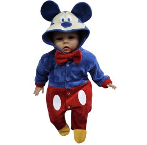 Osito / Enterito de Plush para Bebé con Capucha – Mickey Mouse (Azul / Rojo)