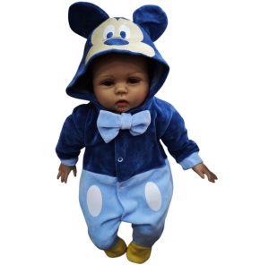Osito / Enterito de Plush para Bebé con Capucha – Mickey Mouse Azul