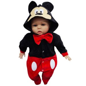Osito / Enterito de Plush para Bebé con Capucha – Mickey Mouse Clásico (Negro / Rojo)