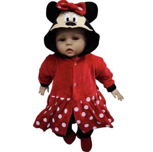 Osito Vestido / Enterito de Plush para Bebé con Capucha – Minnie Mouse Clásico (Rojo)
