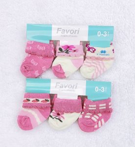 Pack de 3 Pares de Calcetas Favori con Borde Ondulado para Bebé Niña (0 a 3 Meses)