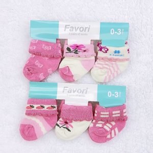 Pack de 3 Pares de Calcetas Favori con Borde Ondulado para Bebé Niña (0 a 3 Meses)
