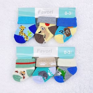 Pack de 3 Pares de Calcetines Favori – Diseños Animalitos Safari (0 a 3 Meses)