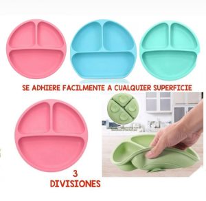 Plato Infantil de Silicona con 3 Divisiones y Base Multiventosa Antivuelco (6+ Meses)