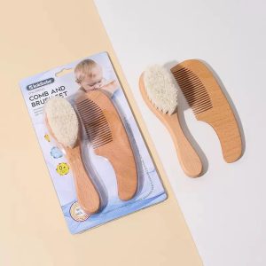 Set de Cepillo y Peineta de Madera para Bebé – Cerdas Naturales Ultra Suaves