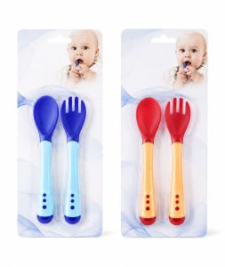 Set de Cuchara y Tenedor Termosensibles para Bebé – Sensor de Temperatura (4+ Meses)