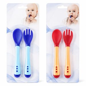 Set de Cuchara y Tenedor Termosensibles para Bebé – Sensor de Temperatura (4+ Meses)
