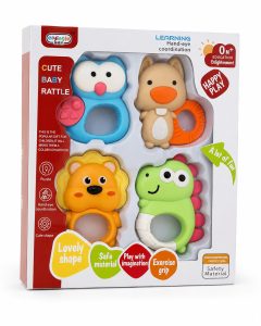 Set de 4 Sonajeros y MordedorSet de 4 Sonajeros y Mordedores de Animalitos Aiyingle (0+ Meses)es de Animalitos Aiyingle (0+ Meses)