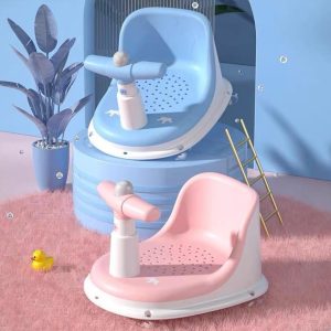 Silla de Baño Antideslizante con Ventosas para Bebé (Azul / Rosa)
