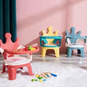 Silla Multifuncional Infantil para Comer y Jugar – Diseño Corona con Cojín Sonoro (6 Meses a 4 Años)