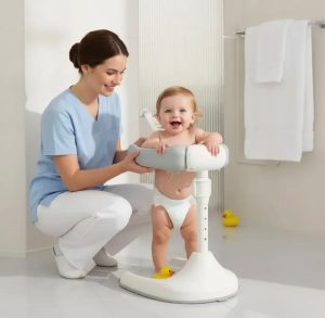 Soporte Ergonómico de Ducha para Bebé de Pie – Barra Estabilizadora de Baño Ajustable (6 a 36 Meses)