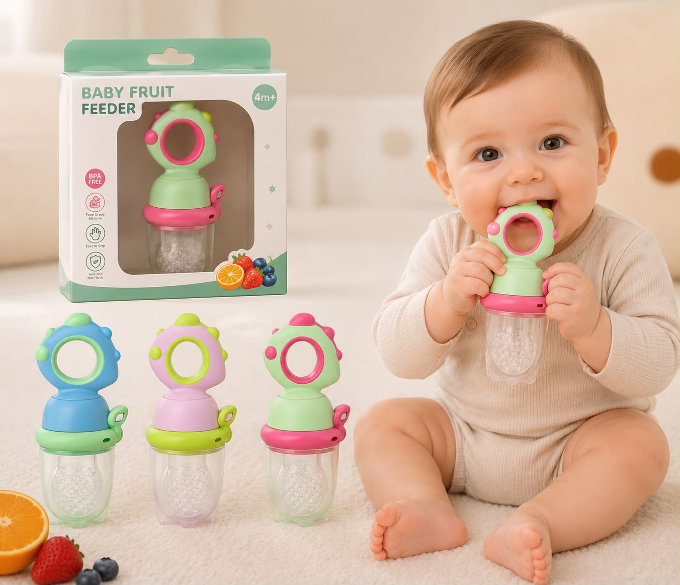 Chupete Alimentador Antiahogo de Frutas y Verduras (Silicona BPA Free)