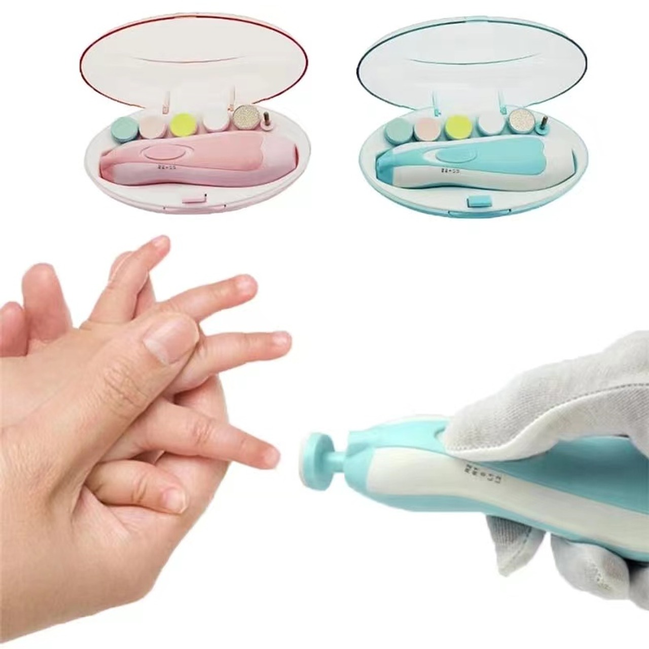 Lima de Uñas Eléctrica para Bebé A PILAS – Kit Seguro con Cabezales Intercambiables