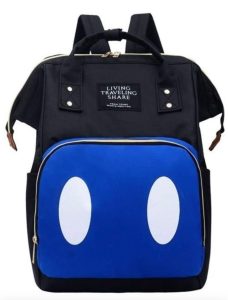 Mochila Maternal Pañalera Térmica e Impermeable – Inspiración Mickey / Azul y Negro
