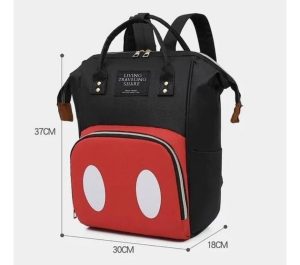 Mochila Maternal Pañalera Térmica e Impermeable – Inspiración Mickey Clásico / Rojo y Negro