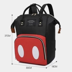 Mochila Maternal Pañalera Térmica e Impermeable – Inspiración Mickey Clásico / Rojo y Negro