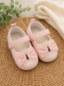 Ballerinas de Fiesta para Bebé Niña con Encaje, Moño de Tul y Brillos